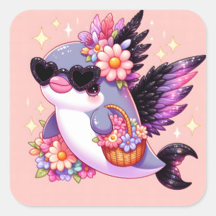 Dolphin Quadratischer Aufkleber