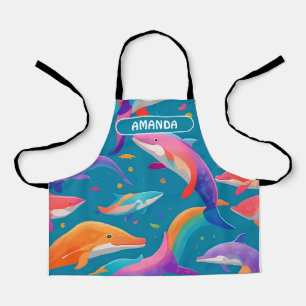 Dolphin Rainbow Personalisiertes Muster Schürze