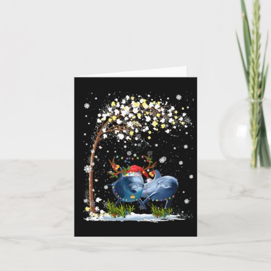 Dolphin Reindeer Hat Weihnachtsbaum Funny Xm Karte (Vorderseite)