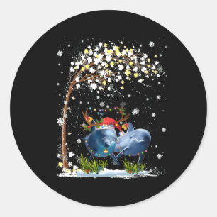 Dolphin Reindeer Hat Weihnachtsbaum Funny Xm Runder Aufkleber