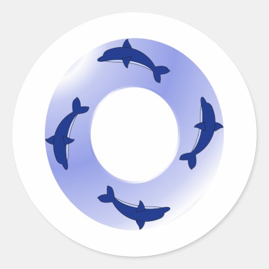 Dolphin Ring Runder Aufkleber (Vorderseite)