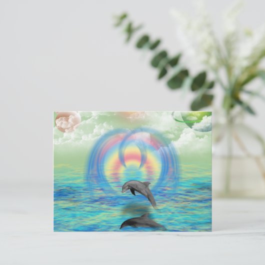 Dolphin Rising Postkarte (Stehend Vorderseite)