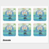 Dolphin Rising Quadratischer Aufkleber (Blatt)