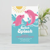 Dolphin Rosa und Lila Geburtstag Einladung (Stehend Vorderseite)