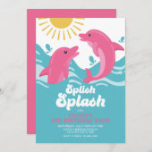 Dolphin Rosa und Lila Geburtstag Einladung (Vorne/Hinten)