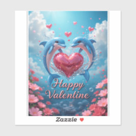 Dolphin Rose Valentine Romantic Ocean Love  Aufkleber