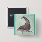 Dolphin Rund um das Coole Grünwasser Button (Vorne & Hinten)