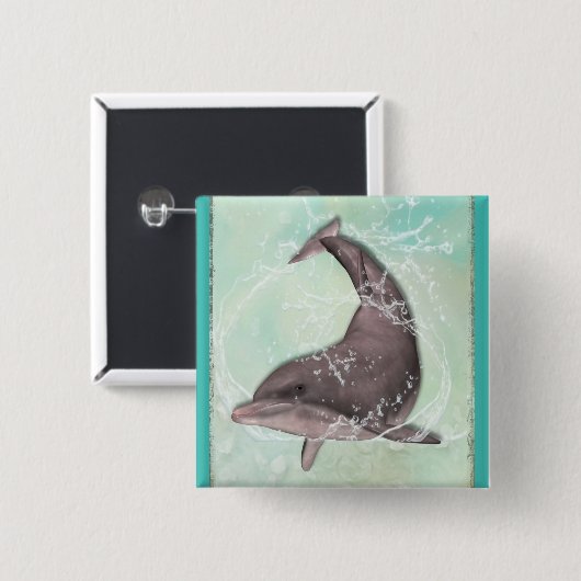 Dolphin Rund um das Coole Grünwasser Button (Vorne & Hinten)