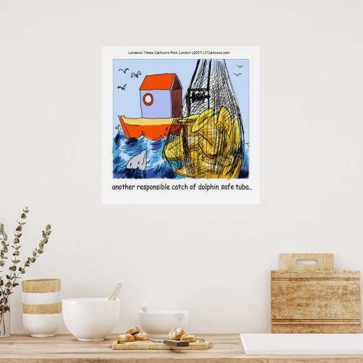 Dolphin-Safe Tuba Funny Poster (Küche)
