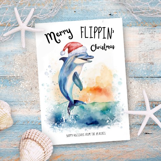 Dolphin Santa Merry Flippin Weihnachtsstrand Feiertagskarte