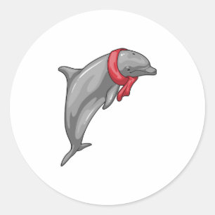 Dolphin Scarf Runder Aufkleber