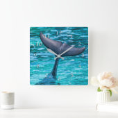DOLPHIN SCHWANZ FLUKE HOWDY! QUADRATISCHE WANDUHR (Zuhause)