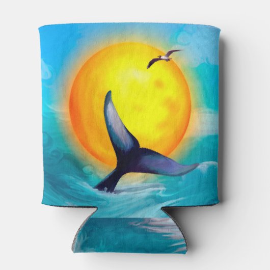 Dolphin Schwanz und Vogel bei Sonnenuntergang Dosenkühler (Rückseite)