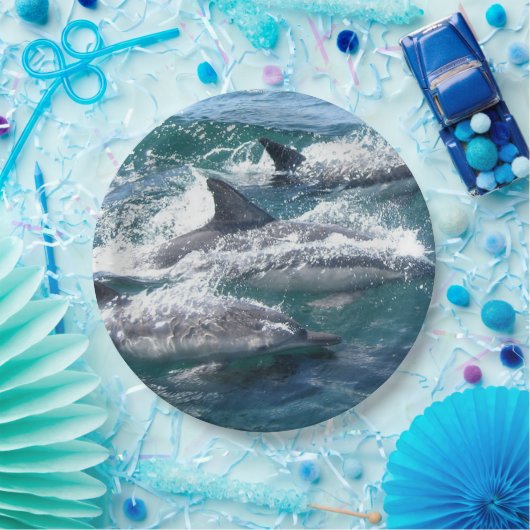 Dolphin Schwimmen im Blauen Meer Pappteller (Party)