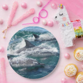 Dolphin Schwimmen im Blauen Meer Pappteller (Party)