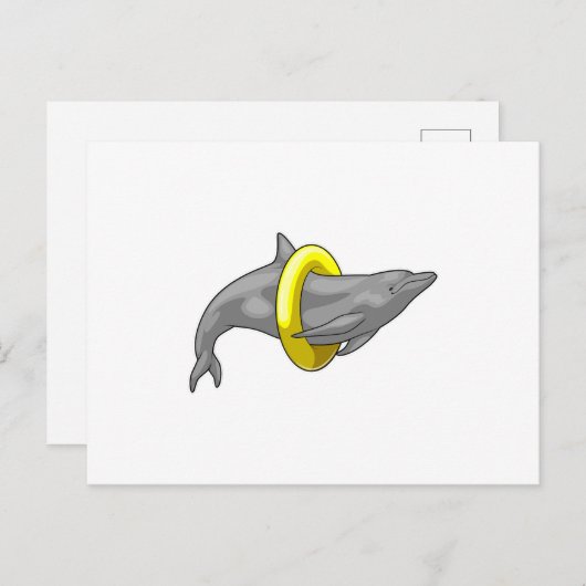 Dolphin Schwimmen Lifebuoy Postkarte (Vorne/Hinten)