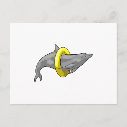 Dolphin Schwimmen Lifebuoy Postkarte (Vorderseite)
