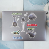 Dolphin Sea Life Set Name Monogram Aufkleber