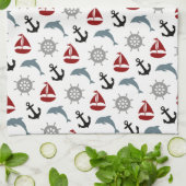 Dolphin-Seeschiff-Seeschifffahrt Muster Marine und Küchentuch (Gefaltet)