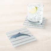 Dolphin Shiplap Rustic Beach Deco Glasuntersetzer (Schrägansicht)