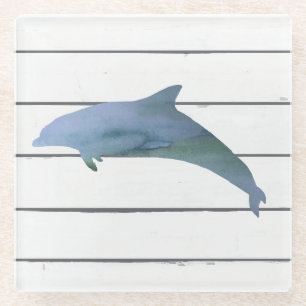 Dolphin Shiplap Rustic Beach Deco Glasuntersetzer