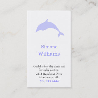 Dolphin Silhouette Children Play Date Card Telefonnummerkarte
