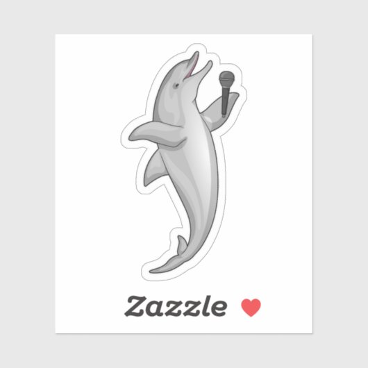 Dolphin Singer Mikrofon Aufkleber (Blatt)