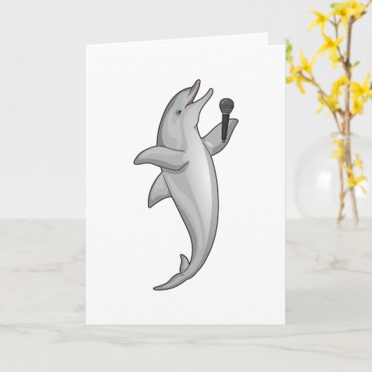 Dolphin Singer Mikrofon Karte (Gelbe Blume)