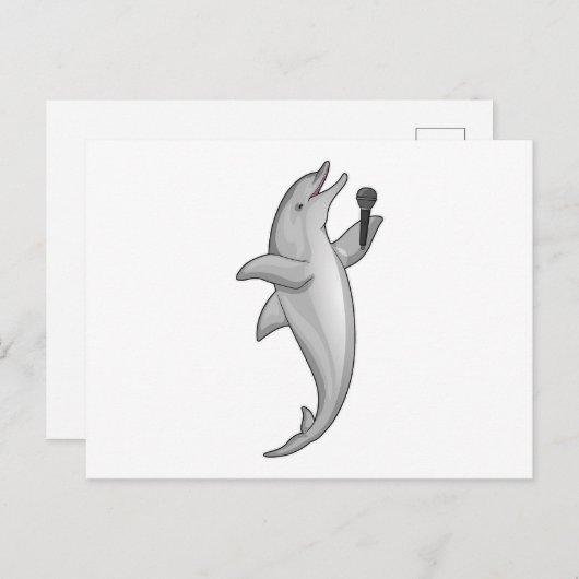 Dolphin Singer Mikrofon Postkarte (Vorne/Hinten)