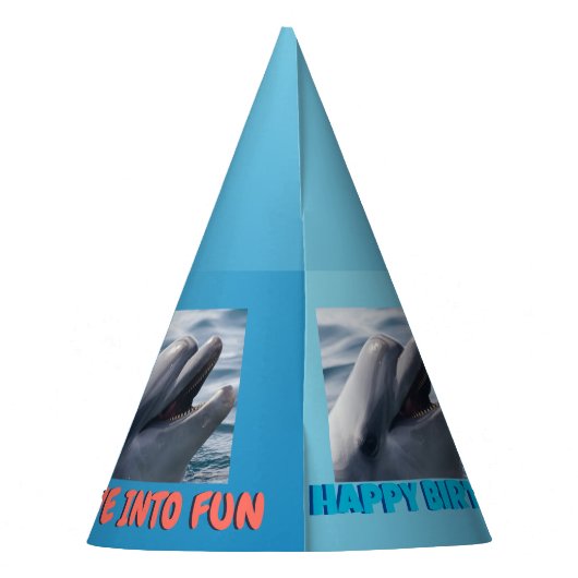 Dolphin Splash Birthday Partyhütchen (Rückseite)