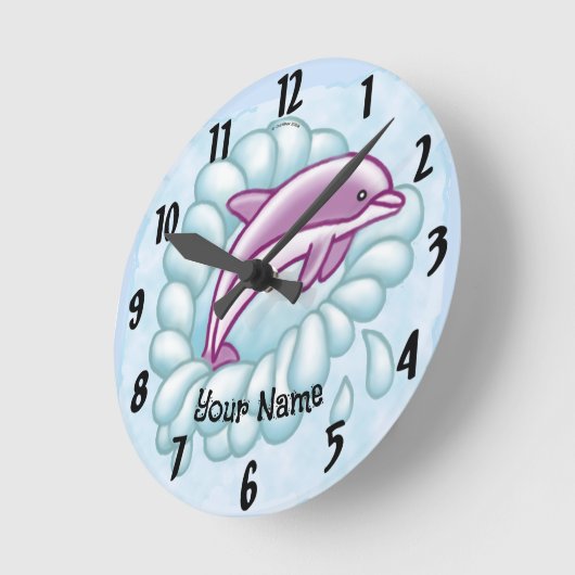 Dolphin Splash Runde Wanduhr (Winkel)