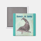 Dolphin Splashing Around Aquarium Geburtstag Thema Magnet (Vorderseite/Rückseite)