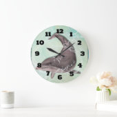 Dolphin Splashing Around in Aqua Green Water Große Wanduhr (Zuhause)