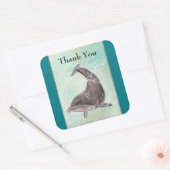 Dolphin Splashing Around Vielen Dank Quadratischer Aufkleber (Umschlag)