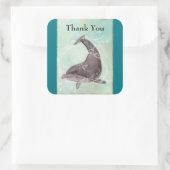 Dolphin Splashing Around Vielen Dank Quadratischer Aufkleber (Tasche)