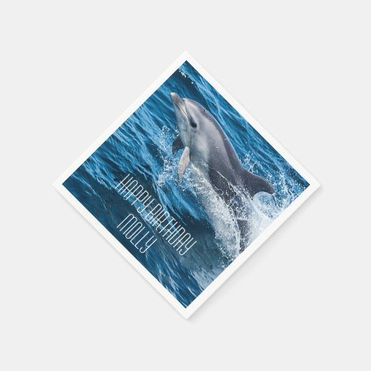 Dolphin Splashing Custom Birthday Party Serviette (Ecke)