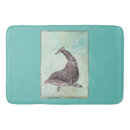 Dolphin Splashing in Coolem Grün Badematte