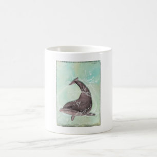 Dolphin Splashing in Coolem Grün Kaffeetasse