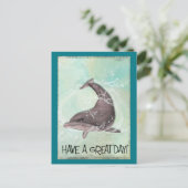 Dolphin Splashing um einen großen Tag Postkarte (Stehend Vorderseite)