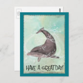 Dolphin Splashing um einen großen Tag Postkarte (Vorne/Hinten)