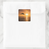 Dolphin-Springling Quadratischer Aufkleber (Tasche)