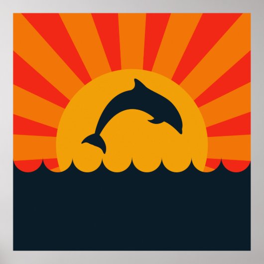 Dolphin springt aus der Wasserillustrierung Poster (Vorne)