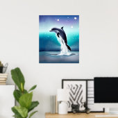 Dolphin springt im Ozean Poster (Heimbüro)