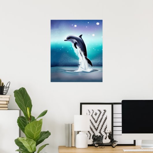 Dolphin springt im Ozean Poster (Heimbüro)