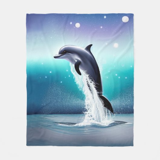 Dolphin springt im Ozean Vlies-Decken Fleecedecke (Vorderseite)