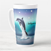 Dolphin springt in der Tasse des Ozeans (Linke Ecke)