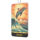 Dolphin springt über Sonnenuntergangswellen Autolufterfrischer (Links)