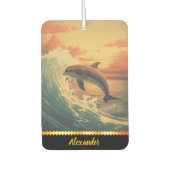 Dolphin springt zwischen bunten Meereswellen Autolufterfrischer (Vorderseite)