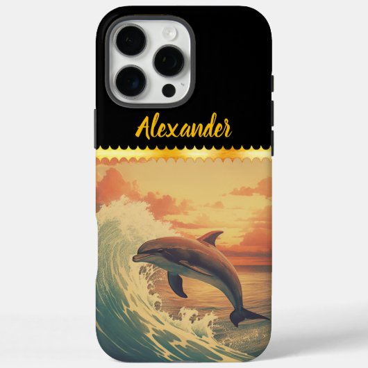 Dolphin springt zwischen bunten Meereswellen Case-Mate iPhone Hülle (Rückseite)