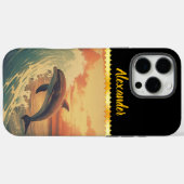 Dolphin springt zwischen bunten Meereswellen Case-Mate iPhone Hülle (Rückseite (Horizontal))